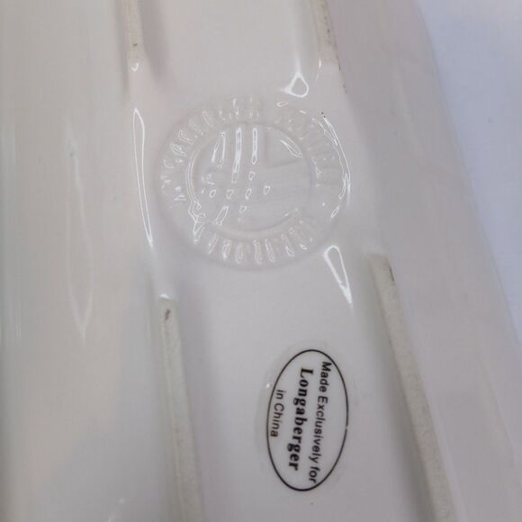 Longaberger Lancaster Pottery Divided Dish White Two Section Serving Tray - Picture 5 of 6